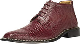 Men's Red Leather Lizard Style Lace Up Ankle Dress Boots